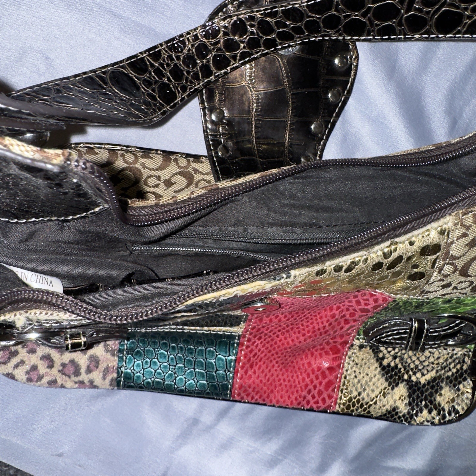 Guess Patchwork Multicolor Shoulder Bag Crocodile… - image 3