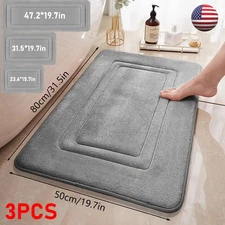 3PCS Memory Foam Bath Rug Bathroom Floor Shower Mat Carpet Non-slip Absorbent US