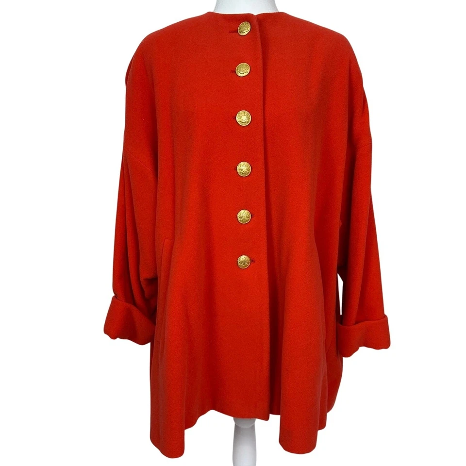 Chaqueta Abrigo Vintage Mondi Rojo Lana Mezcla Cachemira Para Mujer Talla 34 Elegante Foto 3 de 4