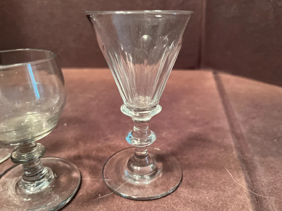 3 Antique 19ThC Hand Blown Wine Sherry Glasses. - Image 2 of 4