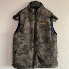 Buffalo David Bitton Youth Black/Gray Camo Reversible Vest Size 14-16