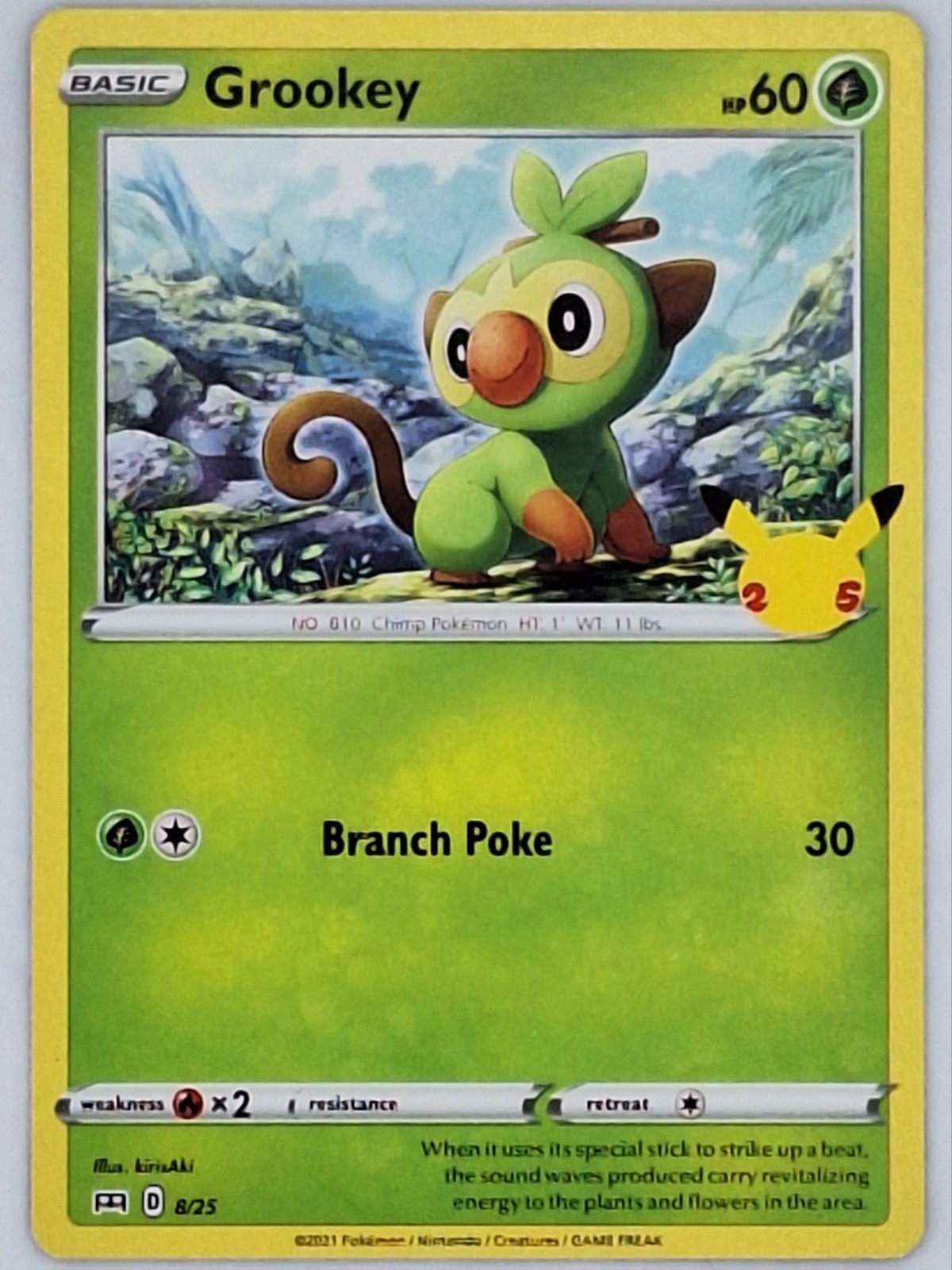 Grookey 8/25 Pokemon - Non-Holo 25th Anniversary Promo LP