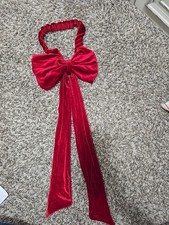 4 Pcs Velvet Chair Bows Sashes 11x27 Inch Red Velvet Bows Open Box