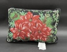 Poinsettia Sparkle Tapestry Accent Pillow Mount Vernon Mills LAFRANCE HOME USA 
