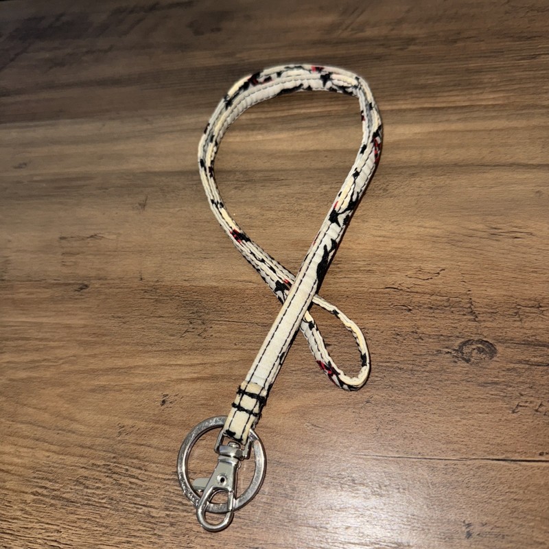 Vera Bradley Playful Penguins Gray Black Red White  Lanyard ID Holder Keychain!