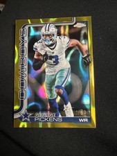 2025 Topps Chrome Football George Pickens Gold Ray Wave #ed 12/50 #80 Cowboys