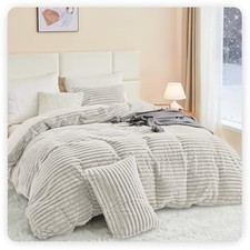 Faux Fur Duvet Cover King Size - King 104" x 90" 03 - Beige No Comforter 