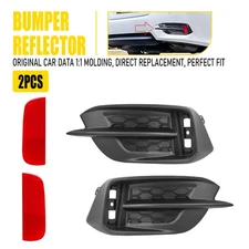Pair Rear Bumper Reflector W/Molding Cover Trim For Honda Civic Sedan 2016-2021
