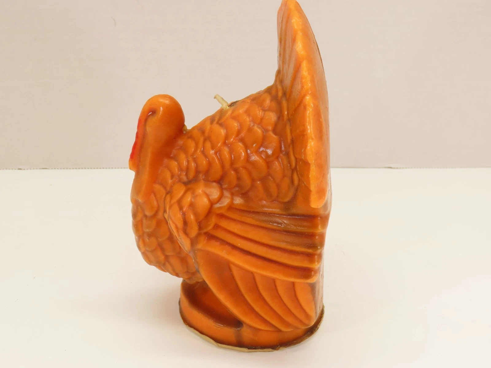 Gurley Turkey Wax Candle Thanksgiving Figurine Orange Vintage Large  6.5"H D2719 image 6