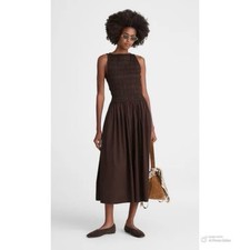 Madewell Molasses Brown The Melody Smocked Midi Dress Size Small NWT