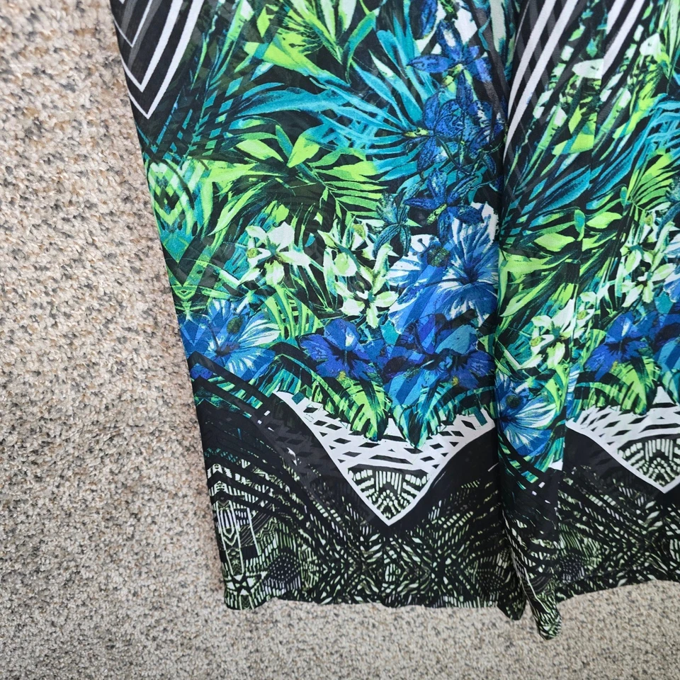 Bisou Bisou Palazzo Pants Womens Small Wide Leg Tropical Print Boho Ladies - Image 4 of 4