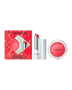 MAC 2-Pc. Pas de travail Tous Glow Play Blush + Ensemble cadeau pour baume à lèvres NWB