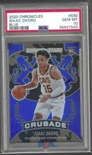 ISAAC OKORO 2020-21 PANINI CHRONICLES CRUSADE BLUE PRIZM RC /99 PSA 10 POP 1/1