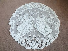 Collectible Beautiful Heritage Lace Doily Table Linen White Angels 20" WOW