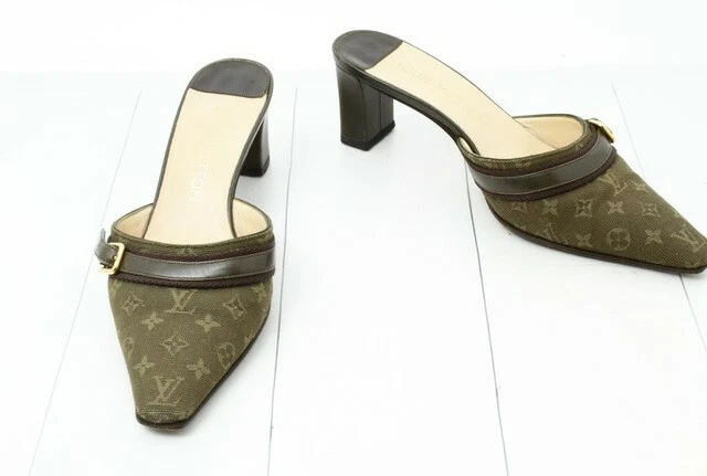 Louis Vuitton Olive Green Kitten Heels