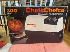 CHEFS CHOICE Model 300 2 Stage Knife Sharpener Tested Box & Manual Electric Hone