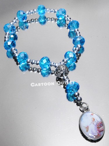 12 Baptism Bracelet Favors Recuerdos Bautizo Rosary Blue Silver Boy Christening - Picture 2 of 9