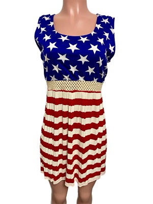 Y2K American Flag Print With Crochet Rally Party Mini Dress Beach Babydoll  Usa | eBay