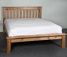 Chunky Slatted Solid Pine Bed Frame 6FT Super King Size with Low Foot End