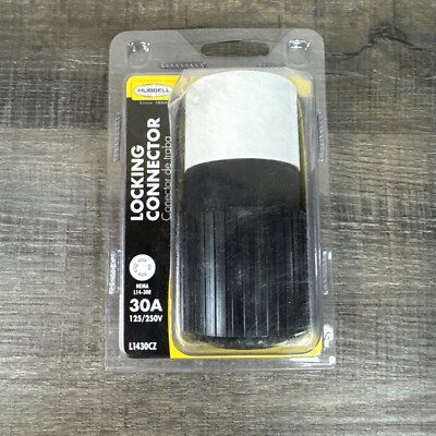 New Hubbell 30A Black/White 4-Wire Locking Grounding Connector Model L1430CZ