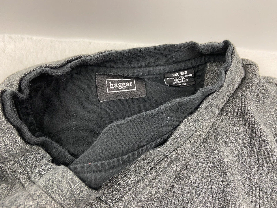 Suéter Haggar Para Hombre Grande Gris Negro Manga Larga Acanalado Cuello en V XXL Foto 2 de 3