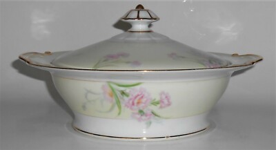Noritake China Porcelain Mystery 1 Pink Carnation Covered Vegetable Bowl