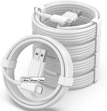 5 Pack 10ft USB A 10 Foot Charger for iPhone 14 13 12 Charging Cable 10 ft White