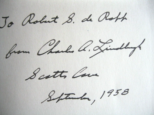 1935 MAN, THE UNKNOWN gift inscribed by Charles Lindbergh to Robert S ...