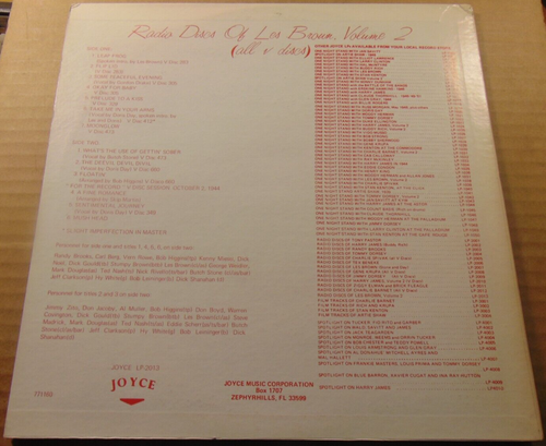 33RPM Joyce 2013 The Radio Discs of Les Brown Volume 2, V-Discs, nice EX- - Picture 7 of 7