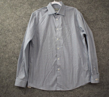 Michael Kors Airsoft Stretch Shirt 16.5 34/35 Blue Plaid Button Up Long Sleeve