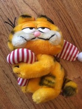 Vintage Garfield Plush Stuffed Animal Christmas Candy Cane Collectible 1981 1983