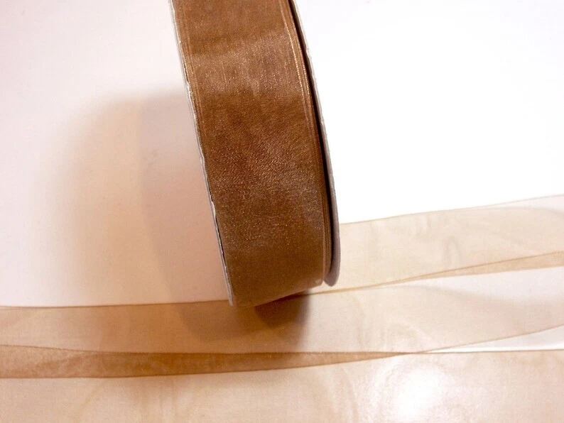 Coffee Brown Organza Ribbon 1 1/2" x 10 yards Offray Simply Sheer Asiana B43 - Image 2 of 4