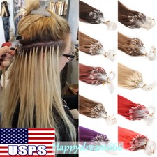 Loop Micro Ring Beads Link Remy Human Hair Extensions Straight Brazilian Hair US