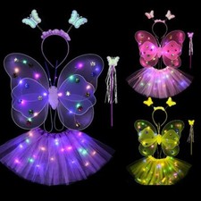 Girls LED Fairy Costume Flashing Fairy Butterfly Wings Luminous Angel Wings