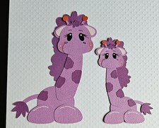 Mom and Baby Giraffe Purple Set. Scrapbook, Card making Paper Piecing