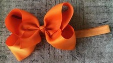 Large 6" Bow Headband Fall Autumn Halloween Thanksgiving Black Orange Brown Gold