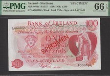 Northern Ireland, 100 Pounds, (1978), P64bs, SPECIMEN, PMG 66EPQ