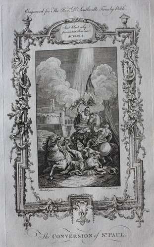 Original antique print THE CONVERSION OF ST PAUL, Dr. Southwell's Bible, 1774 - Picture 2 of 3