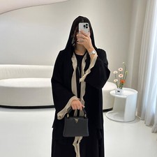 Robe Cardigan Femme Ouverte Abaya Musulman Kimono Modest Caftan Dubaï Robe Fête