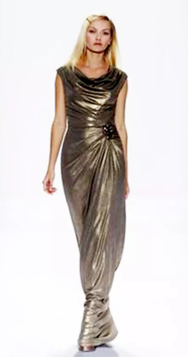 Tadashi Shoji Metallic Jersey drapiertes Kleid Damen XS EU $ 585 ärmellos gerafft - Bild 9 von 13