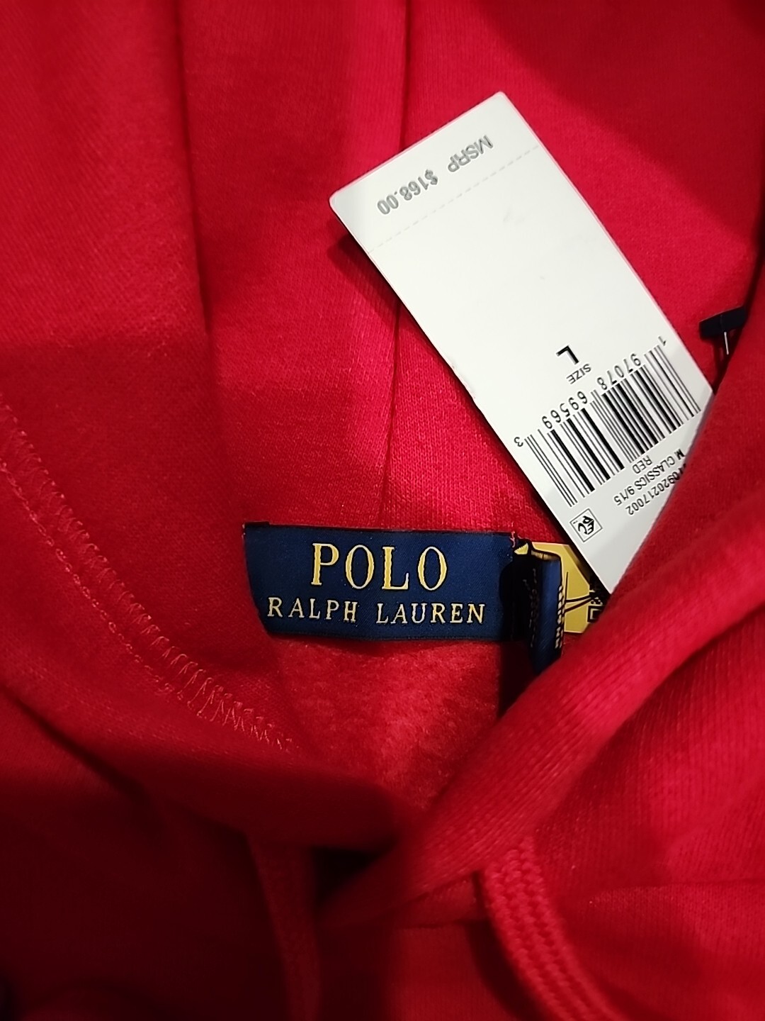 Polo Ralph Lauren Plaid Big Pony Large Graphic Logo Felpa con Cappuccio Rosso Uomo NUOVA CON ETICHETTE