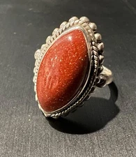 Gold Stone Ring Sterling Silver sizes 7-10