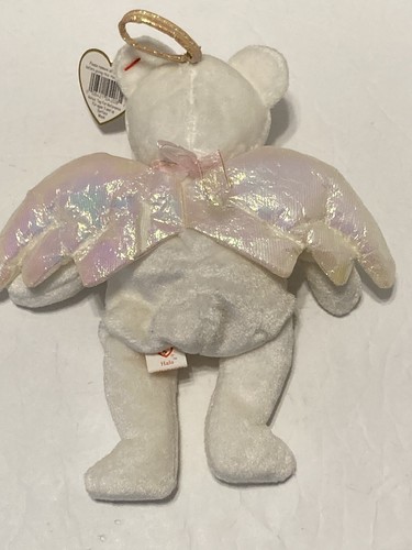 Halo white TY Beanie Baby plush brown nose rare misspelled Gasport tag errors - Picture 9 of 10