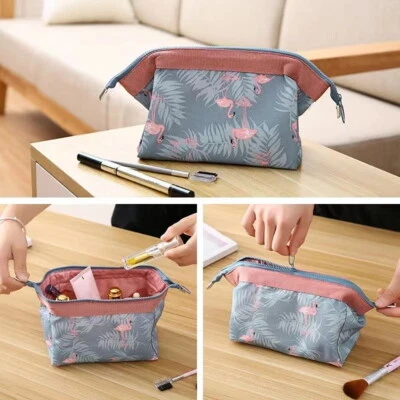 Make Up Cosmetic Bag Organizer Portable Women Toiletry Storage Pouch Flamingo UK