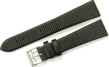 Watch Band Genuine Leather Black Lizard Grain Flat 20 18MM Top Quality
