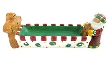 St Nicholas Square Cookie Cracker Server Boat Ceramic Christmas Charcuterie