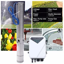 4" 2 HP Solar Water Pump Submersible MPPT Controller Kit DC 110V Deep Well Pump