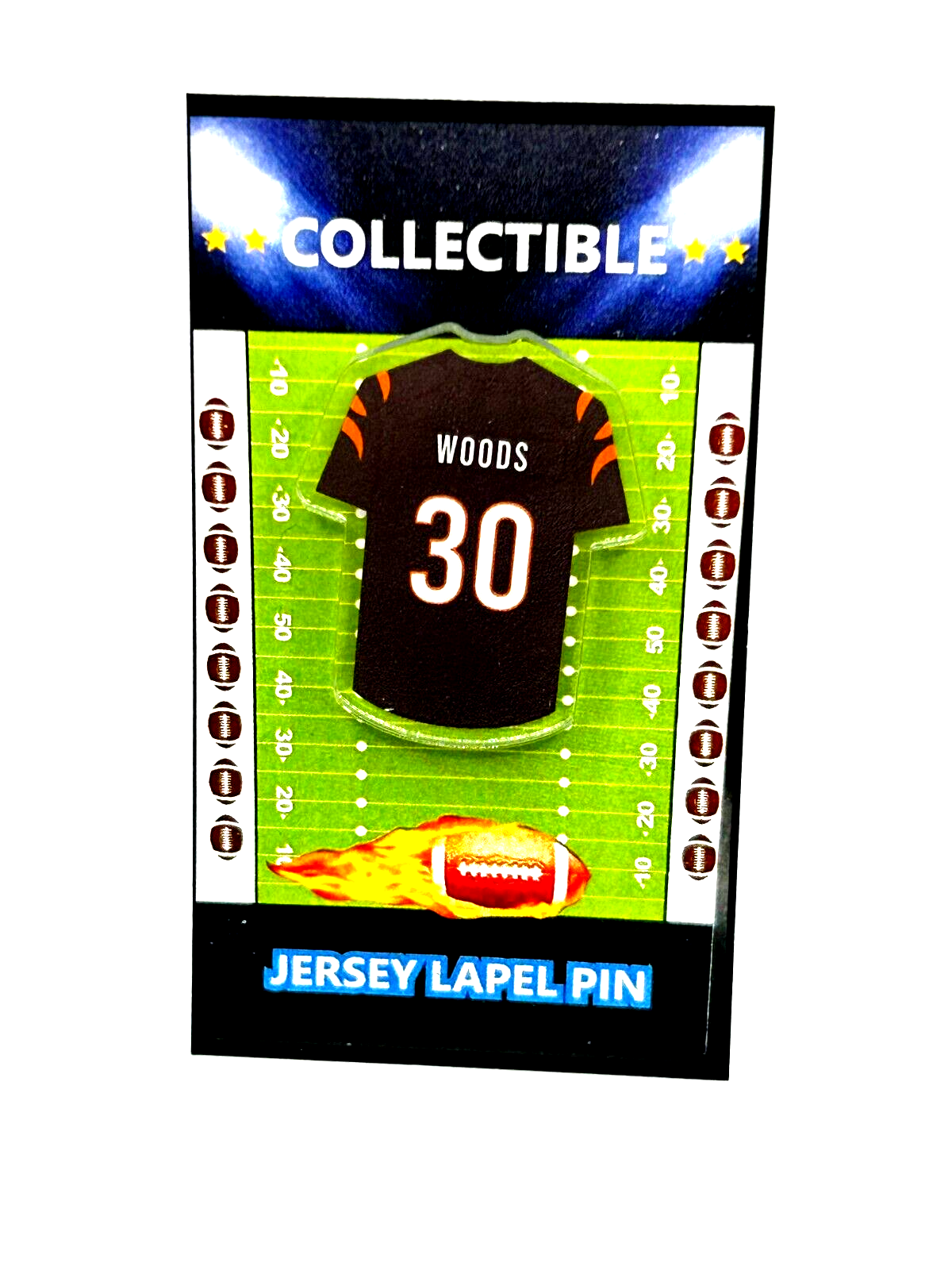 Cincinnati Bengals Ickey Woods Jersey Lapel Pin - Classic Who Dey Collectible