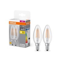 2Er-Pack Osram Led Base Classic B40 E14 Filament 2700K 4W Wie 40W Kerzenlampe