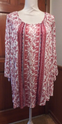Absolutely Famous Size 3X Womans Blouse Long Sleeve Tunic 30'' L AF20